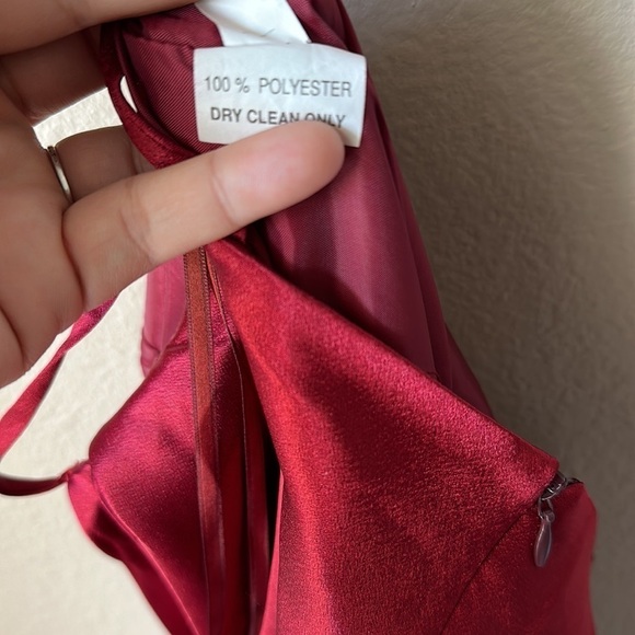 DYNASTY LONDON Burgundy Drape Neck Floor Length Dress - Picture 10 of 10